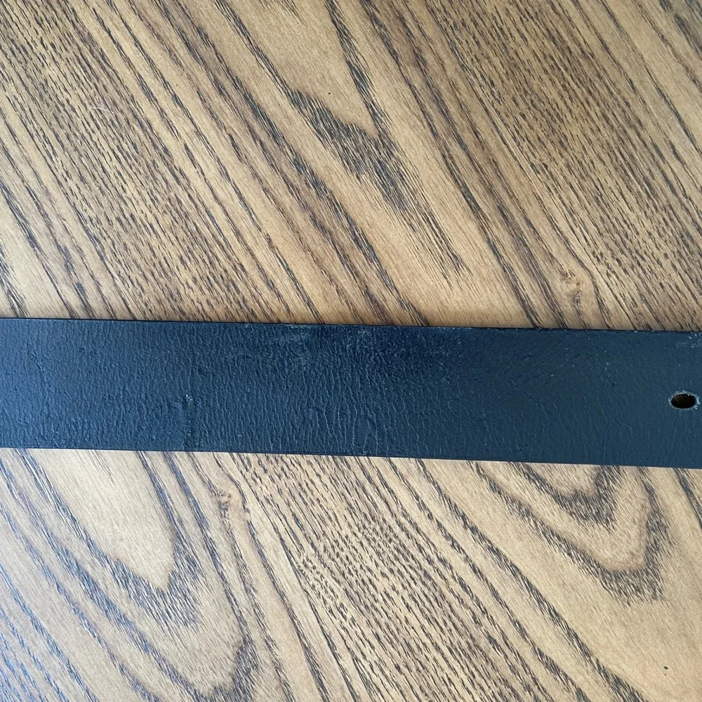 Carhartt Mens Black Leather Belt Silver Tone‎ Buckle Size 34 Workwear